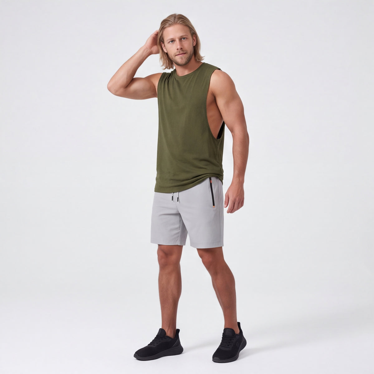 Muscle Cut Training Tank Army Green