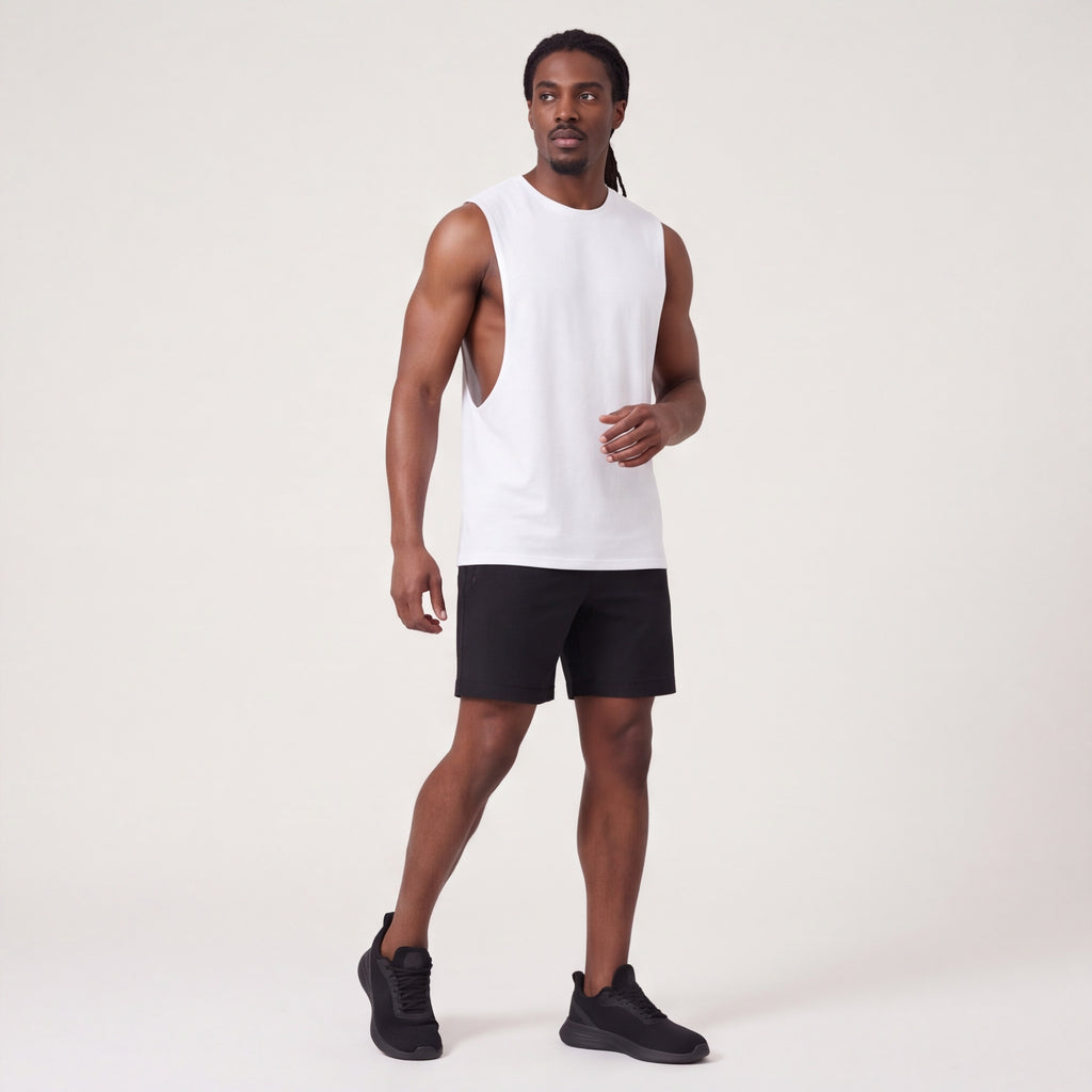 Muscle Cut Training Tank White