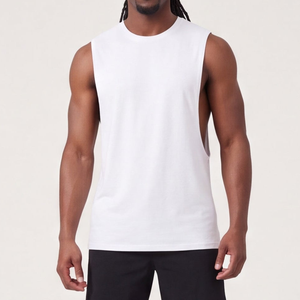 Muscle Cut Training Tank White