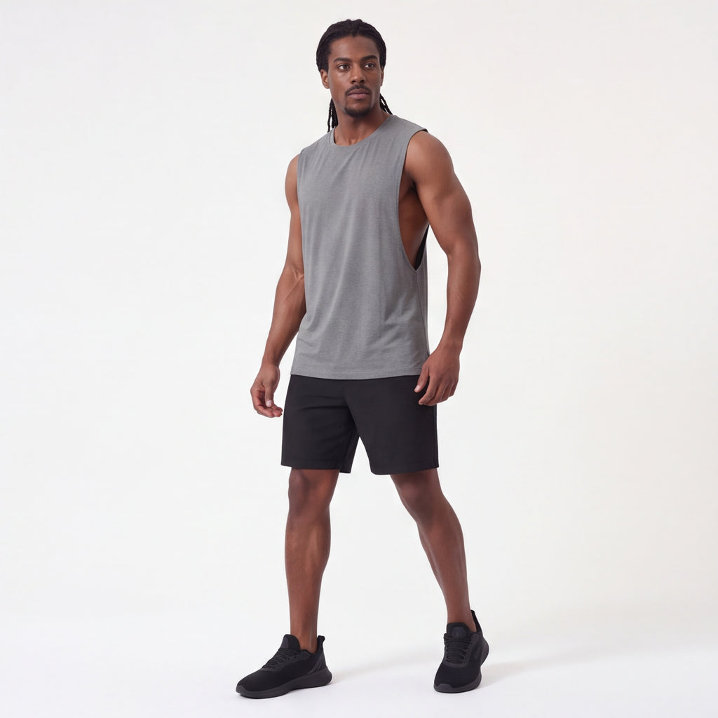 Muscle Cut Training Tank Grey
