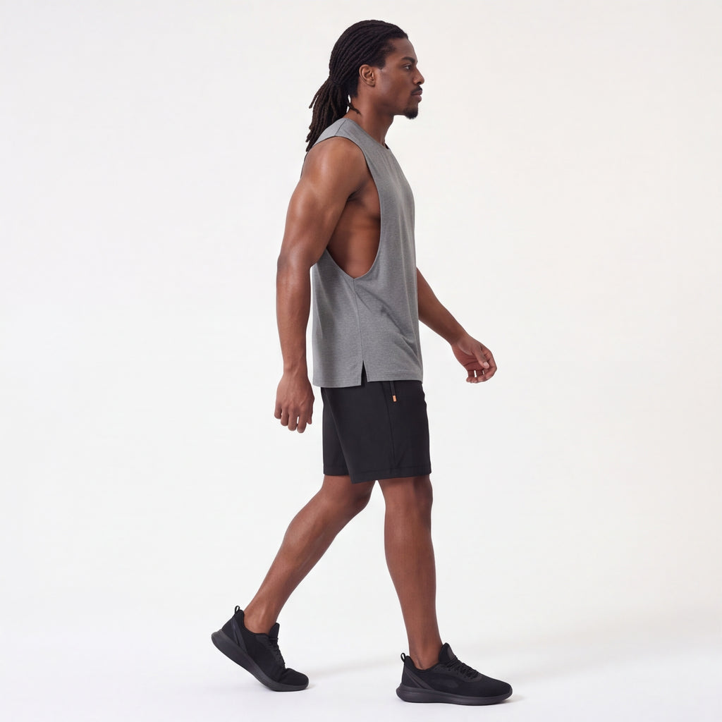 Muscle Cut Training Tank Grey
