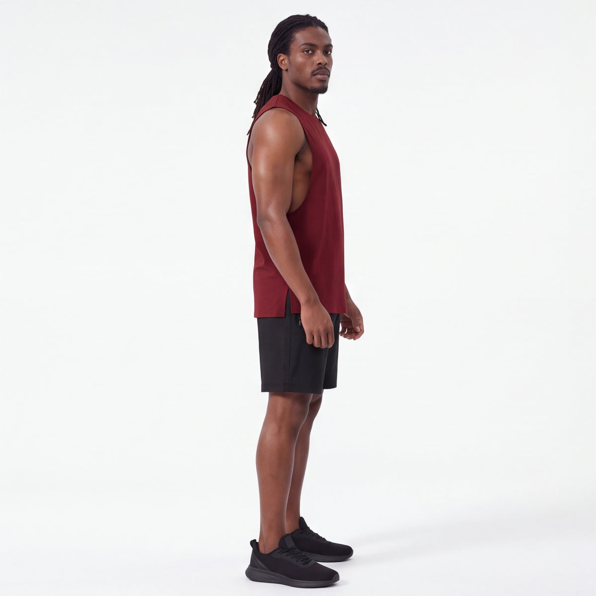 Muscle Cut Training Tank Wine Red