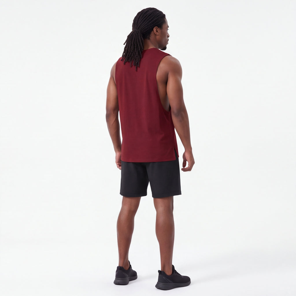 Muscle Cut Training Tank Wine Red