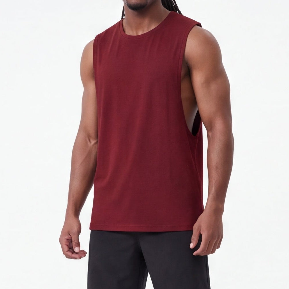 Muscle Cut Training Tank Wine Red