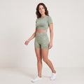 Women's Seamless Crop Top & Shorts Set Dusty Lime