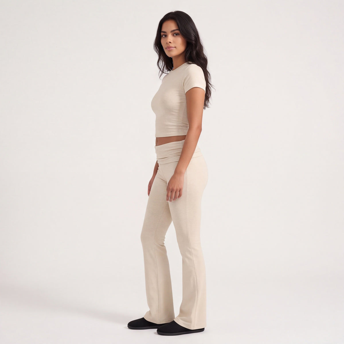 Women's Flare Leggings & Tee Lounge Set Desert Sand