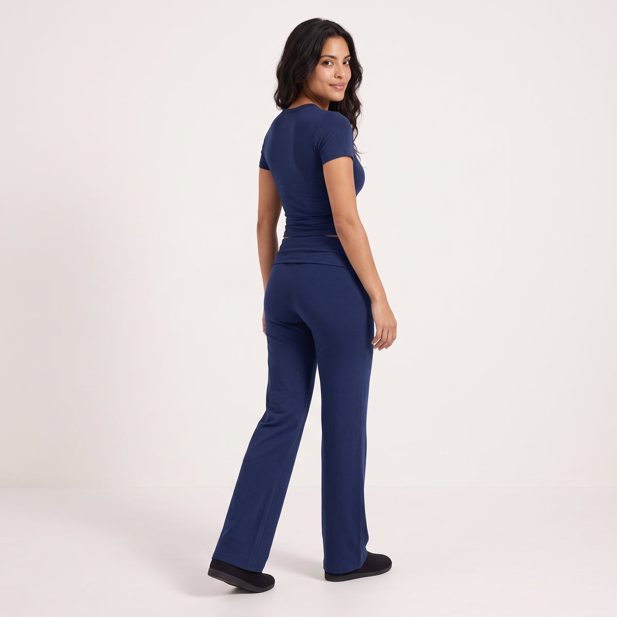 Women's Flare Leggings & Tee Lounge Set Navy
