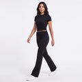 Women's Flare Leggings & Tee Lounge Set Black