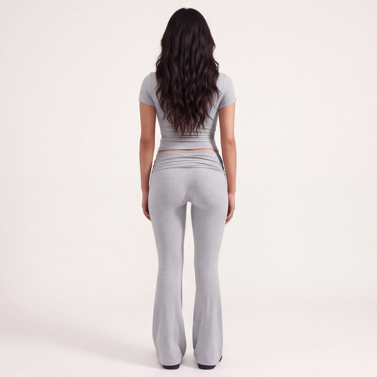 Women's Flare Leggings & Tee Lounge Set Light Grey