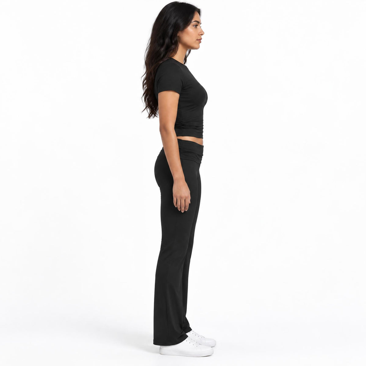 Women's Flare Leggings & Tee Lounge Set Black