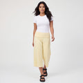 Fold-Over Wide Leg Gaucho Pants Pastel Yellow
