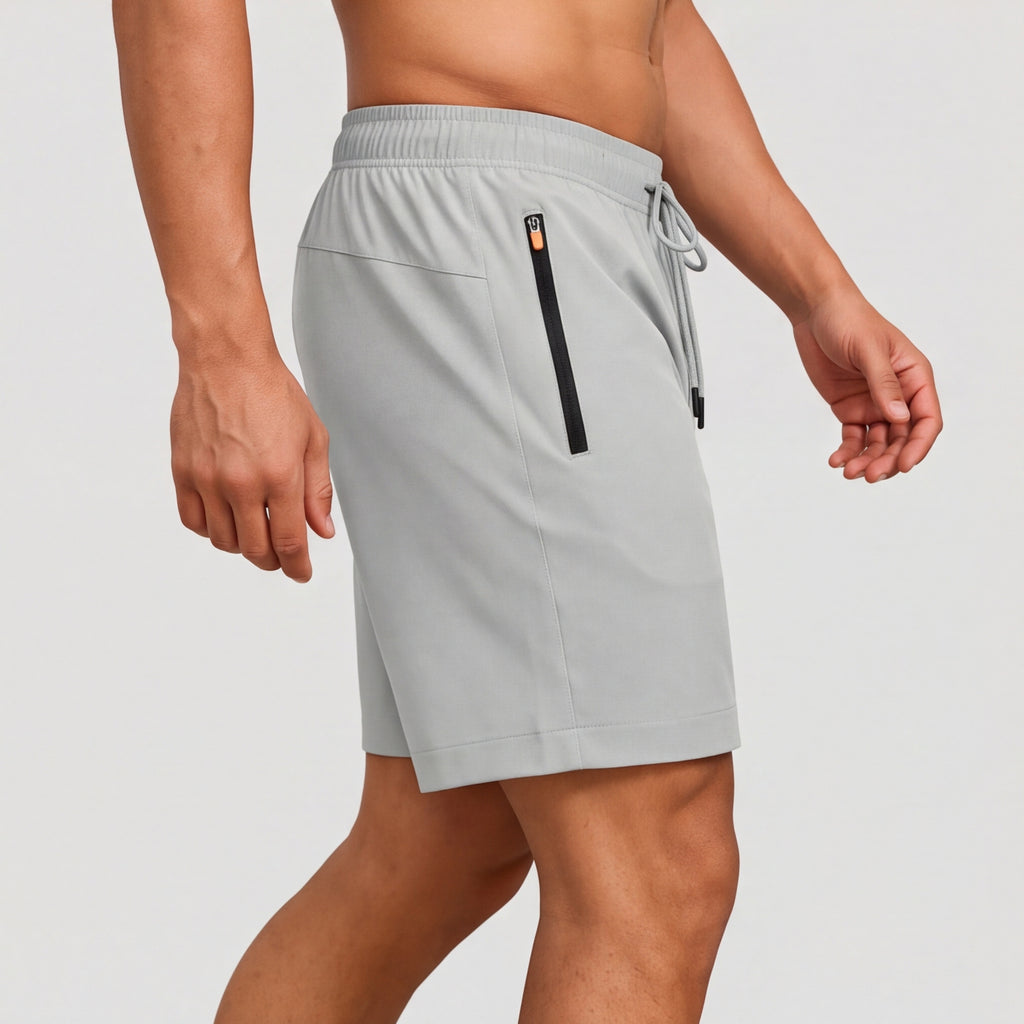 7" Zip Pocket Performance Shorts Light Grey