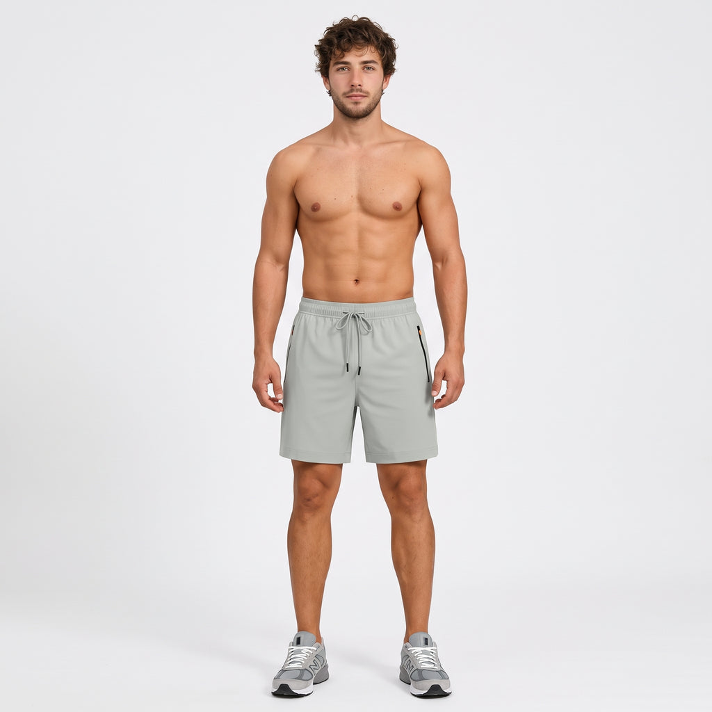 7" Zip Pocket Performance Shorts Light Grey
