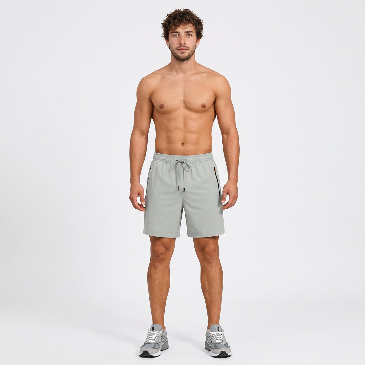 7" Zip Pocket Performance Shorts Light Grey