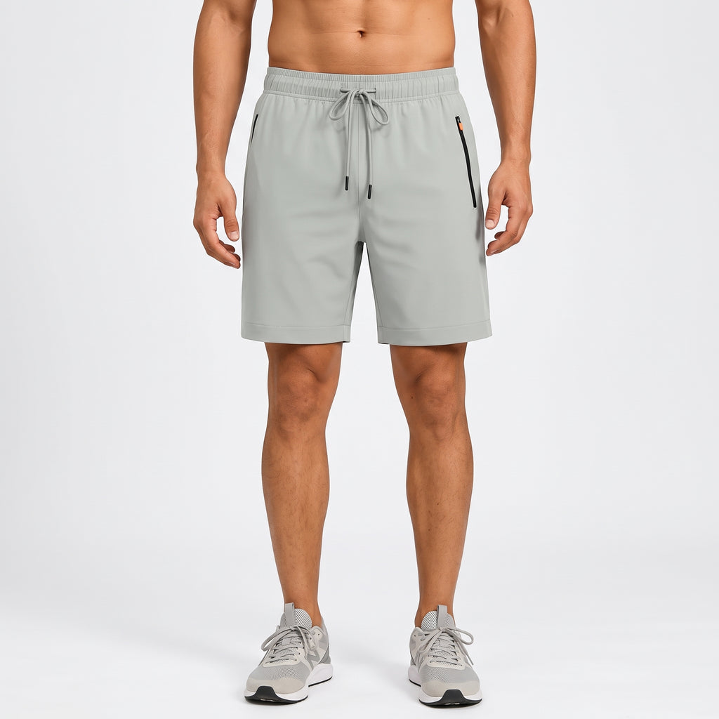 7" Zip Pocket Performance Shorts Light Grey