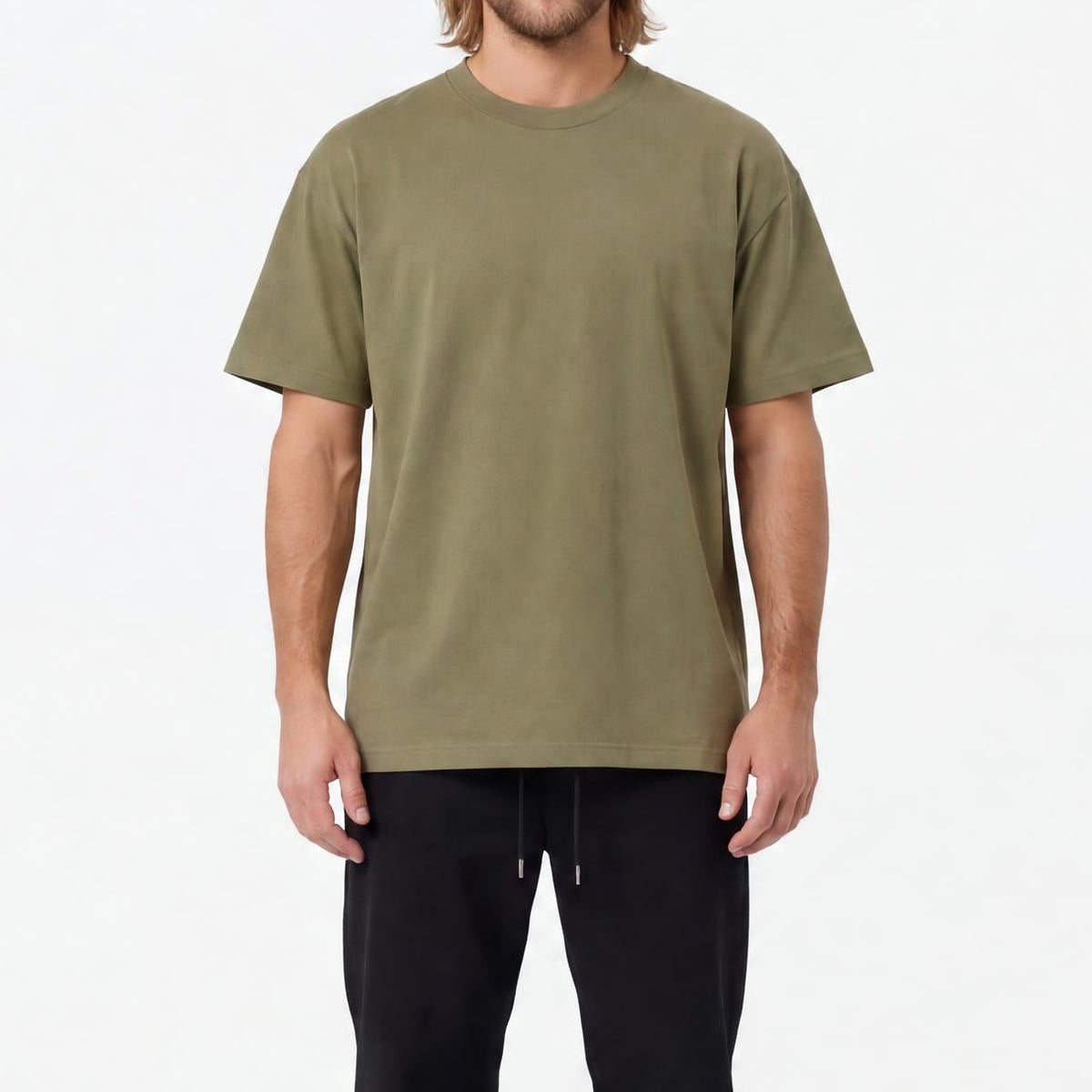 Heavyweight Boxy Cotton Tee Light Olive