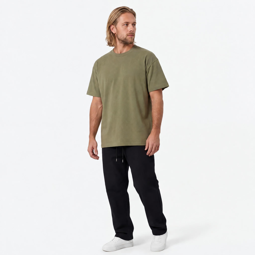 Heavyweight Boxy Cotton Tee Light Olive